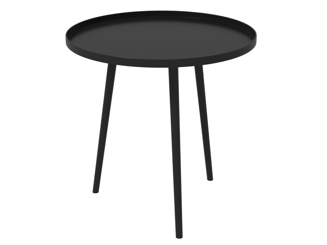 Mesa Lateral Para Exterior, Mesa De Jardim, Mesa Redonda Para Pátio, Aço, Ф40 X 50hcm, Preta.