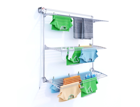 Estendal Articulado De Parede Com 3 Grelhas Foxydry Tower 150 (152x52x137 Cm Alumínio)