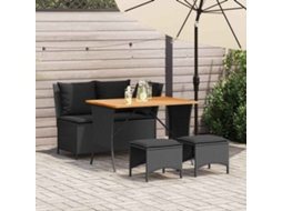 Vidaxl 4 Pcs Conjunto De Jardim P/ Jardim C/ Almofadões Vime Pe Preto