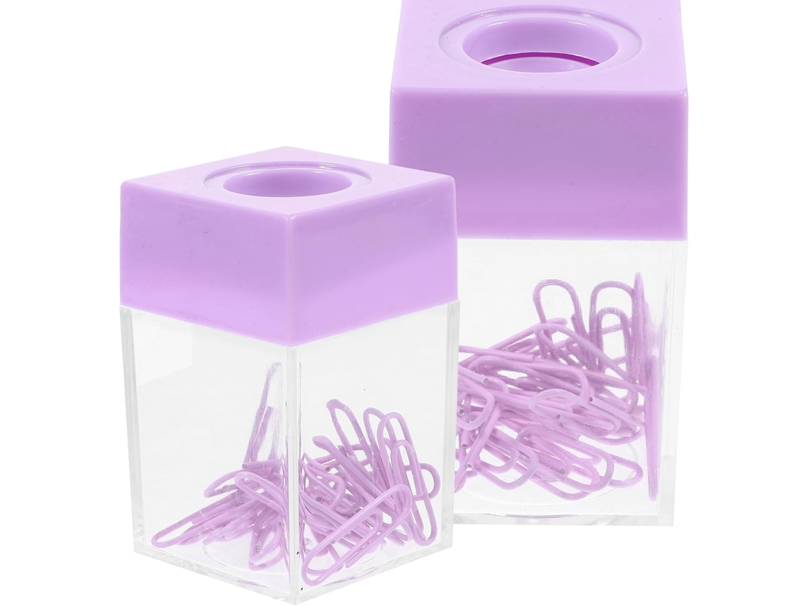 Dispensadores de Clips de Papel Supvox Roxos, Organizadores Multifuncionais de Plástico, Duráveis e Práticos para a Escola
