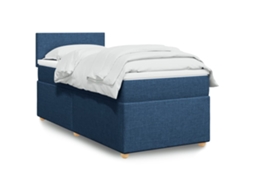 Vidaxl Cama Com Molas/colchão 90x200 Cm Tecido Azul