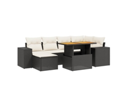Conjunto de 7 Sofás para Jardim com Almofadões Vime Pe Preto MAISON EXCLUSIVE (7 pcs)
