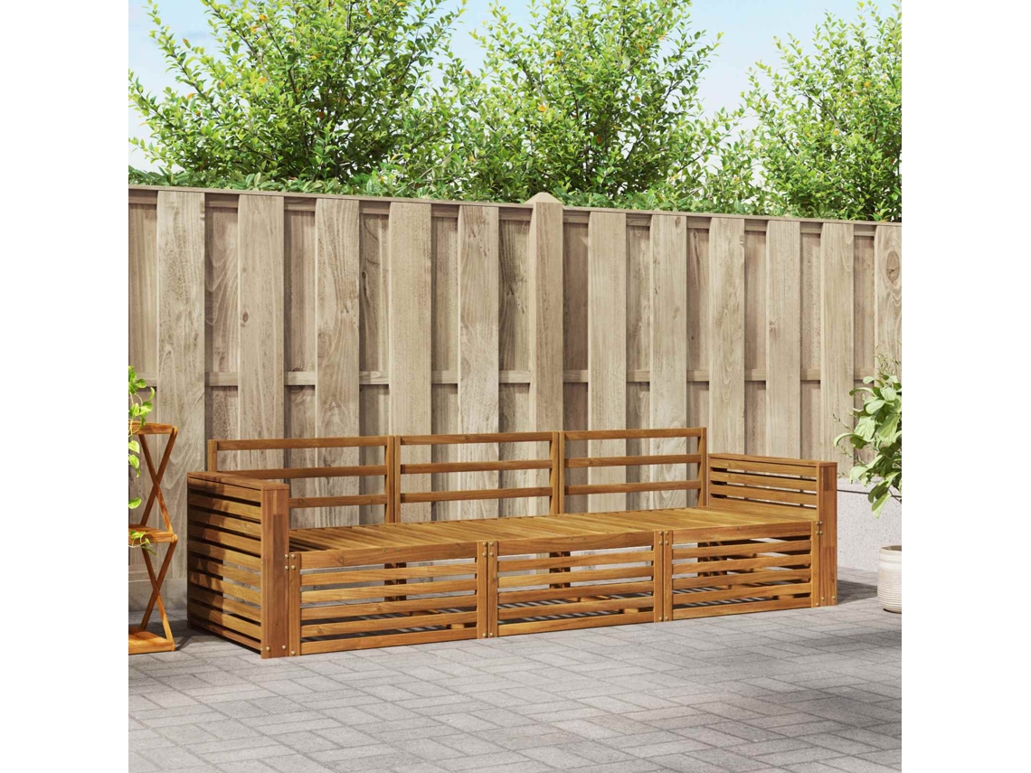 Vidaxl Conjunto De Sofás Para Exterior 3 Pcs Natural