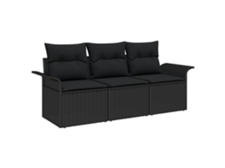 Conjunto 3 Sofá Exterior Vidaxl Preto Vime Pe (196 X 62 X 85cm)