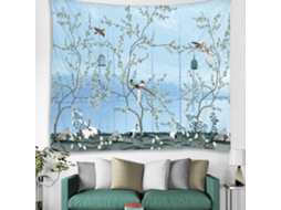 Tapestry Parede Flores Aves 150x150cm E Pingente Beads