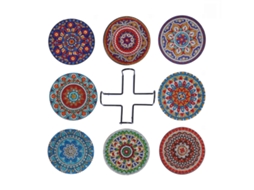 Kit de Pintura Diamante AQUAFORGE com porta copos suporte modelo mandala com contas de cristal