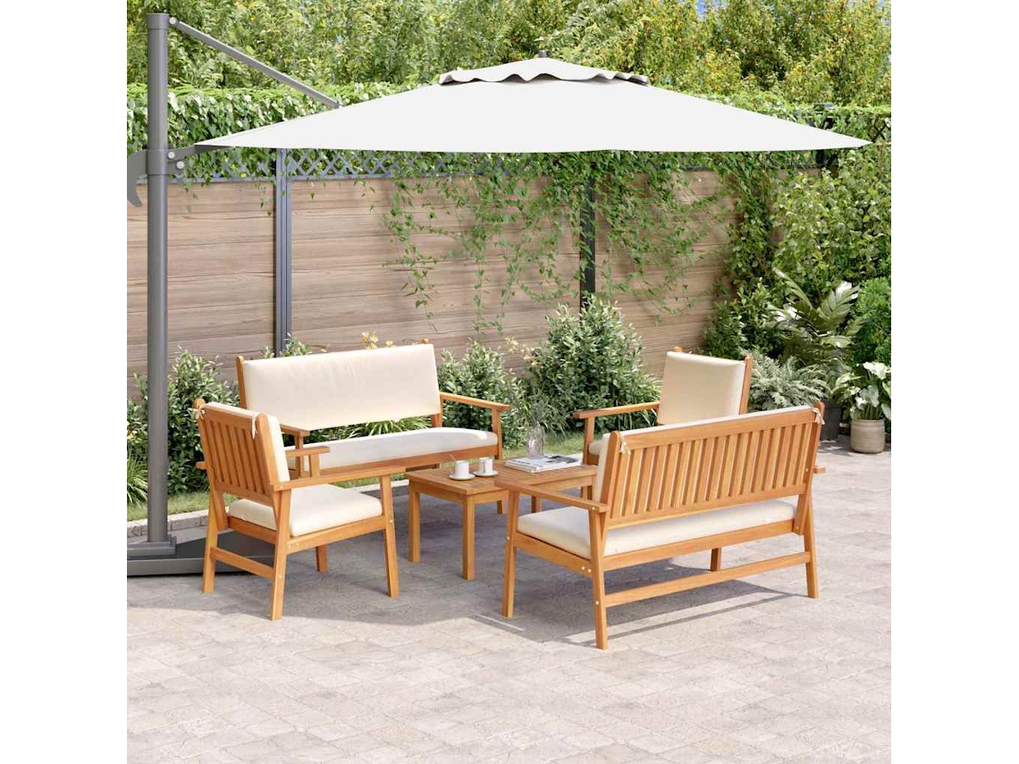 Vidaxl Conjunto De Sofá De Jardim 5 Unid. 4-número De Lugares Castanho