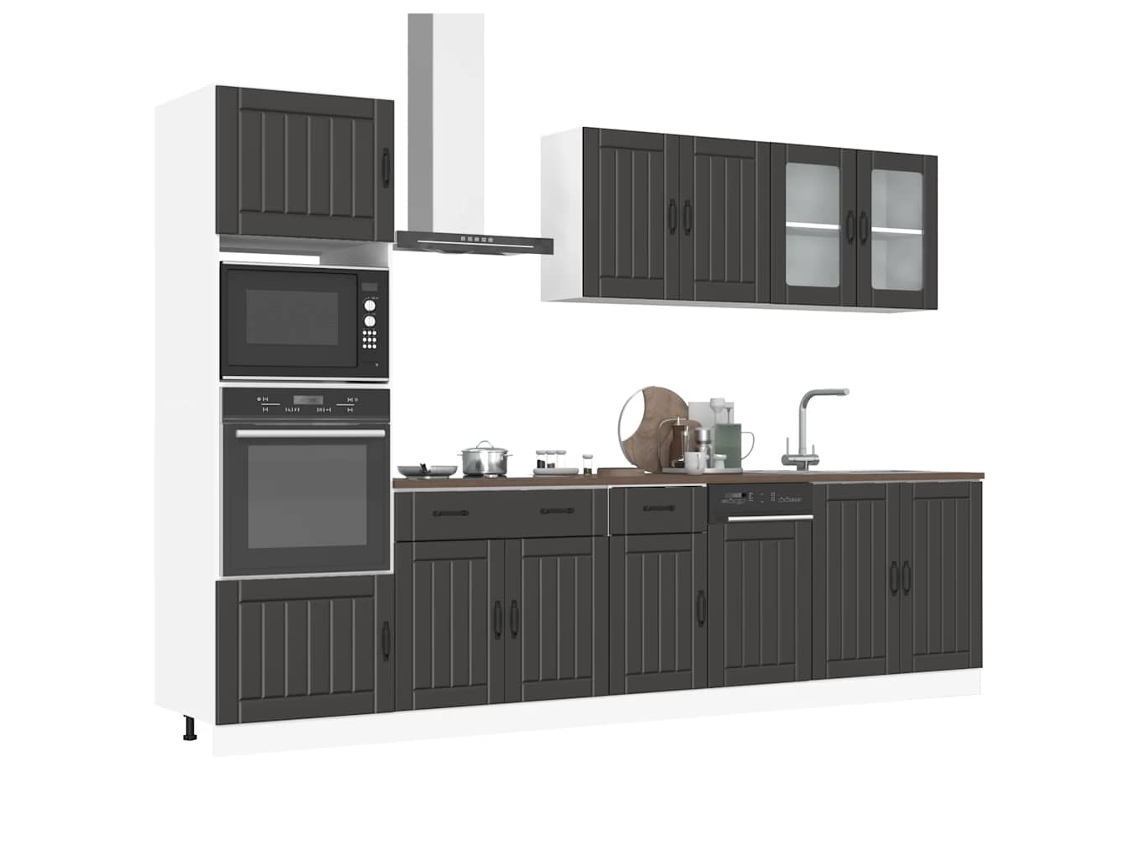 Vidaxl 7 Peças Armário De Cozinha Conjunto Kalmar Preto