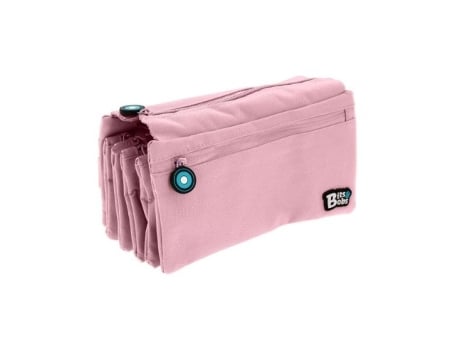Estojo quádruplo plano Bits Amp-Bobs rosa soft 23x12 cm