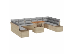 Maison Exclusive - Conjunto De Sofá De Jardim Com Almofada 11 Pcs Bege E Cinza