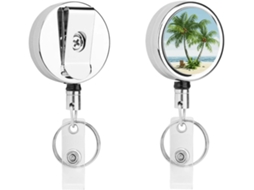 Porta Crachá Retrátil Com Estampa De Palmeira Tropical, Suporte Crachá De Enfermagem Divertido Com Clipe, Chaveiro Fofo