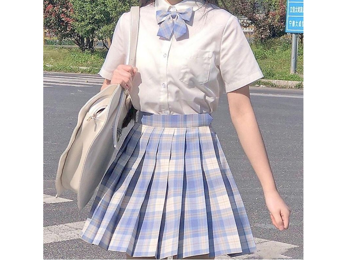 2026 falda Plisada Uniforme Escolar Japonesa para Mujer de Cintura Alta A line Cuadros Nowcos M Sorvete