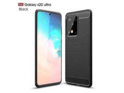 Capa De Tpu De Fibra De Carbono Com Textura Escovada Para Galaxy S20 Ultra