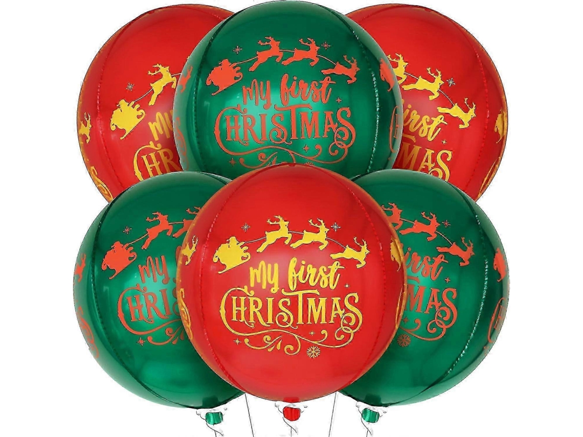 Balões Meu Primeiro Natal Grandes, 22 Polegadas, Pacote Com 6 | Vermelho E Verde... Hengjian