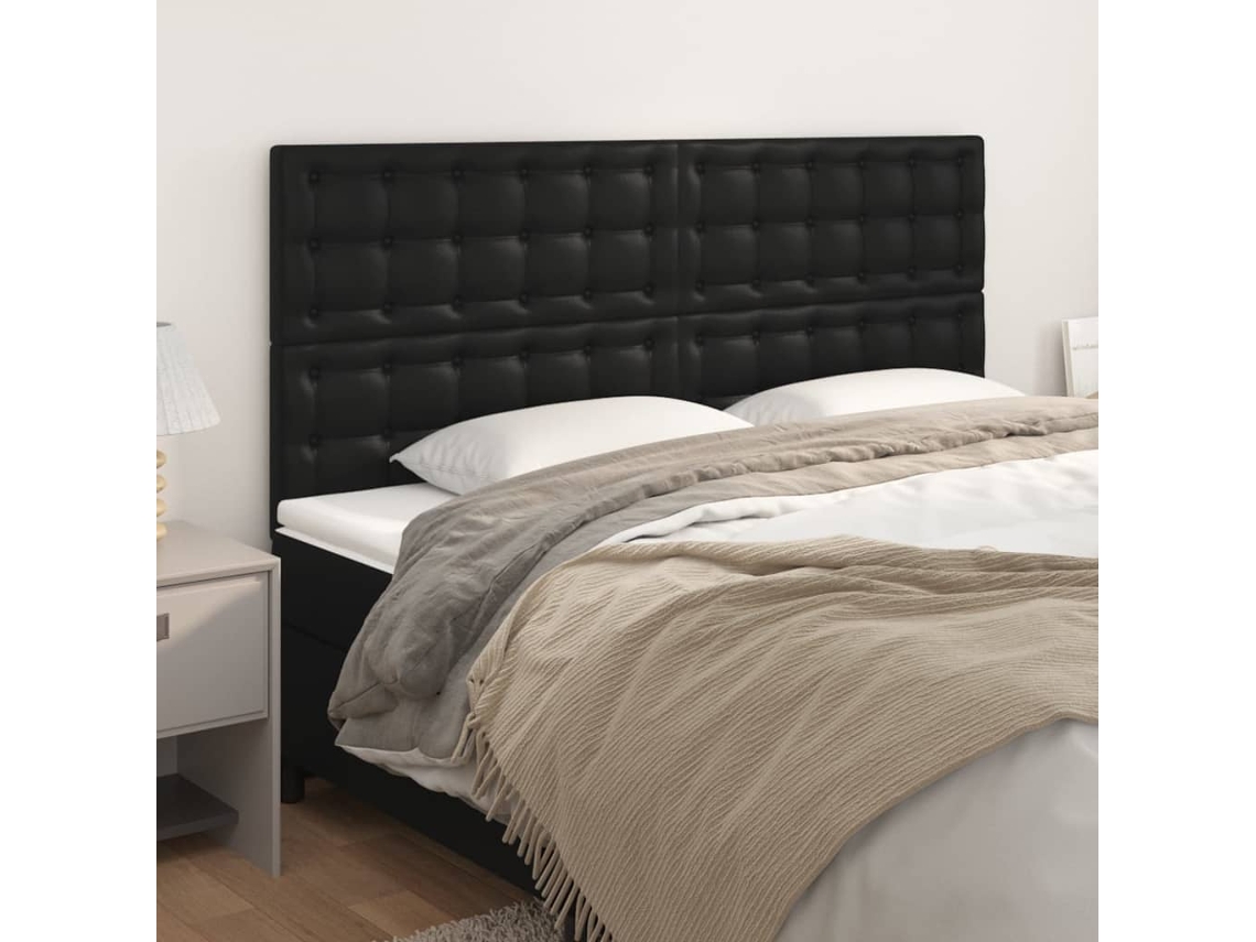 Vidaxl Cabeceira Preta 160x5x118/128 Cm Couro Sintético