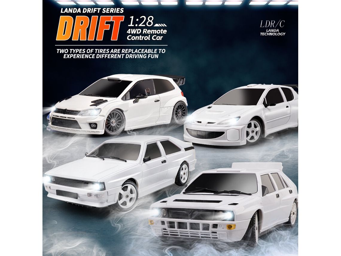 2804 uma Baterialdrc 2802 2803 2804 206 Lancia Quattro Rtr 1/28 2.4g 4wd Drift Luz Led On road Proporcional Brinquedo MDUG