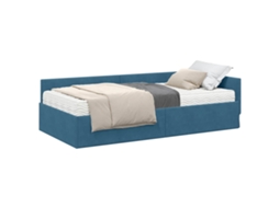 SYFAX™ Estrutura de Cama de Canto com Colchão Outros 2 Pcs Azul Veludo