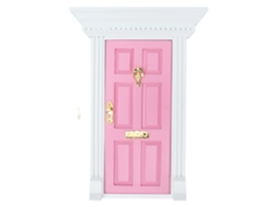 Porta De Madeira Para Casinha De Bonecas 1:12 Miniatura Acessório Brinquedo Pink