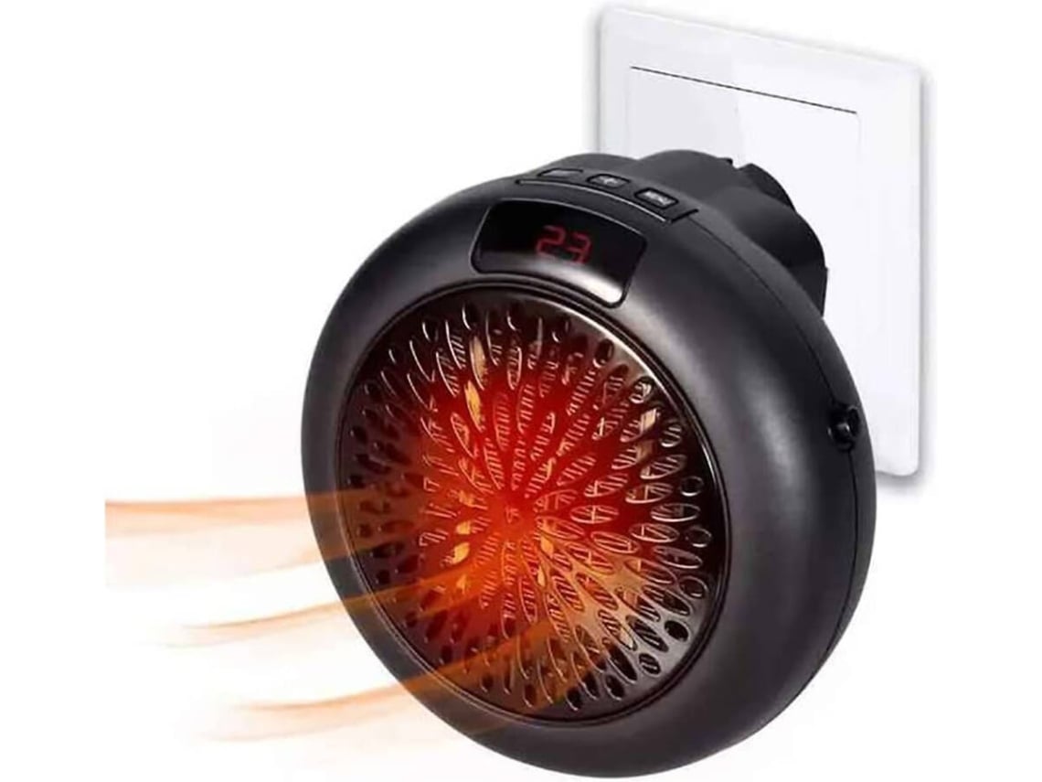 Aquecedor Cerâmico Elétrico de Tomada KLACK com Comando Preto