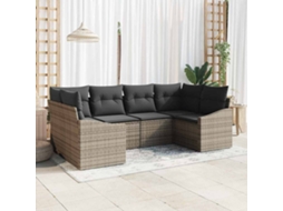 Vidaxl Conjunto De Sofás 6 Unid. Cinzeto Vime Pe