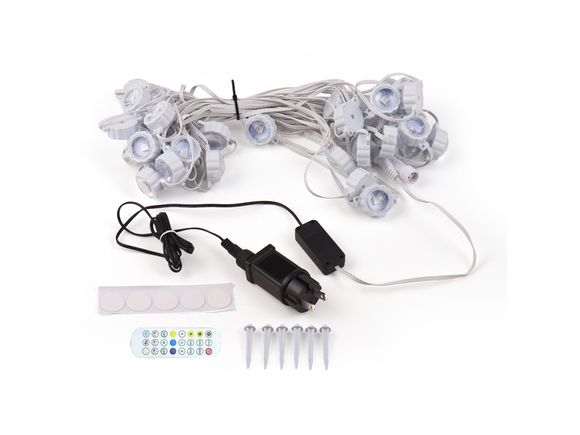 Luzes Led exteriores 52ft com 36 LEDs RGB, controle BT/app | S/MARCA