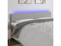 Vidaxl Cabeceira De Cama C/luzes Led Tecido 180x5x78/88 Cm Cinza-claro