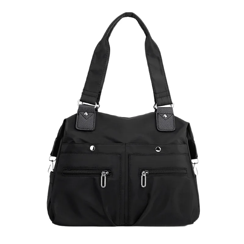 (1870-preto) Nova Bolsa Feminina De Nylon, Bolsa De Ombro Feminina Moderna E Leve