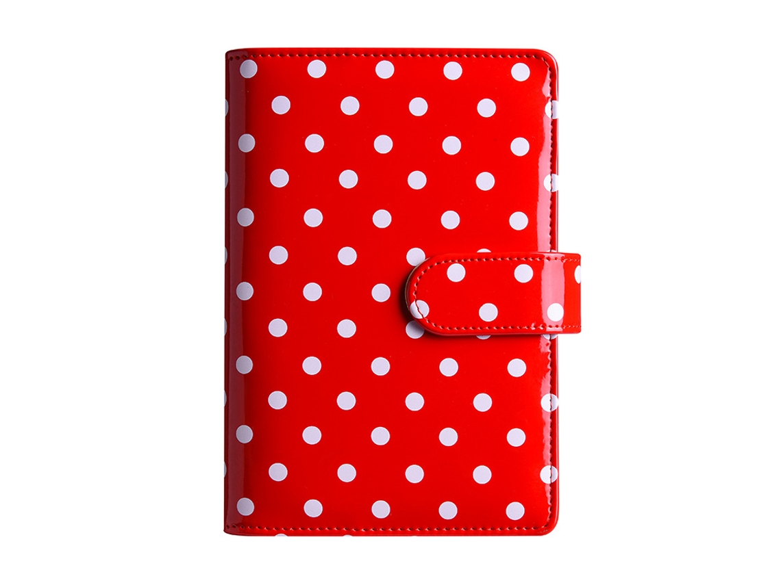A6 Red Polka Dot Ring Binder Planner Single Cover Cash Budget Record Book
