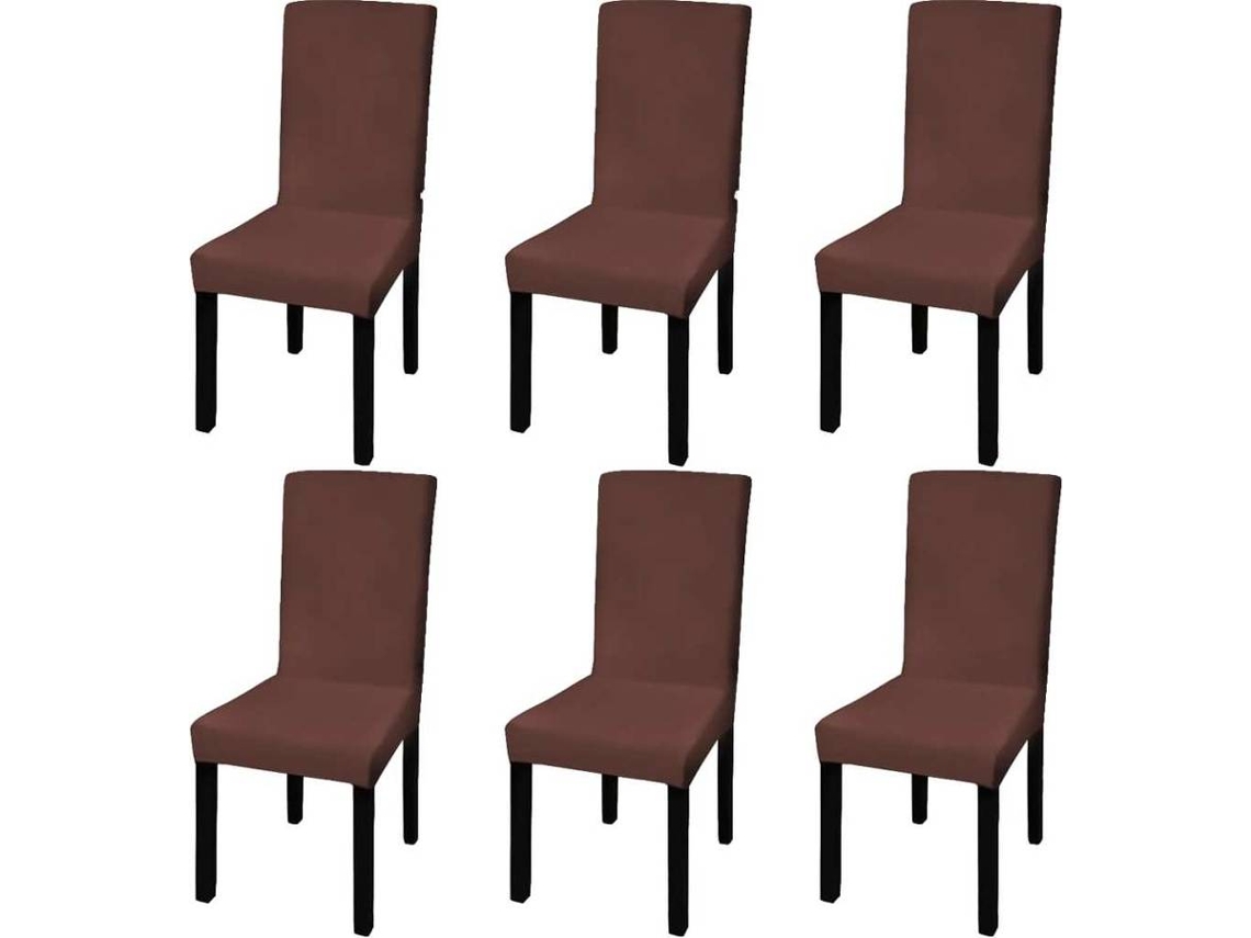 vidaXL Capa extensível para cadeira 6 pcs castanho