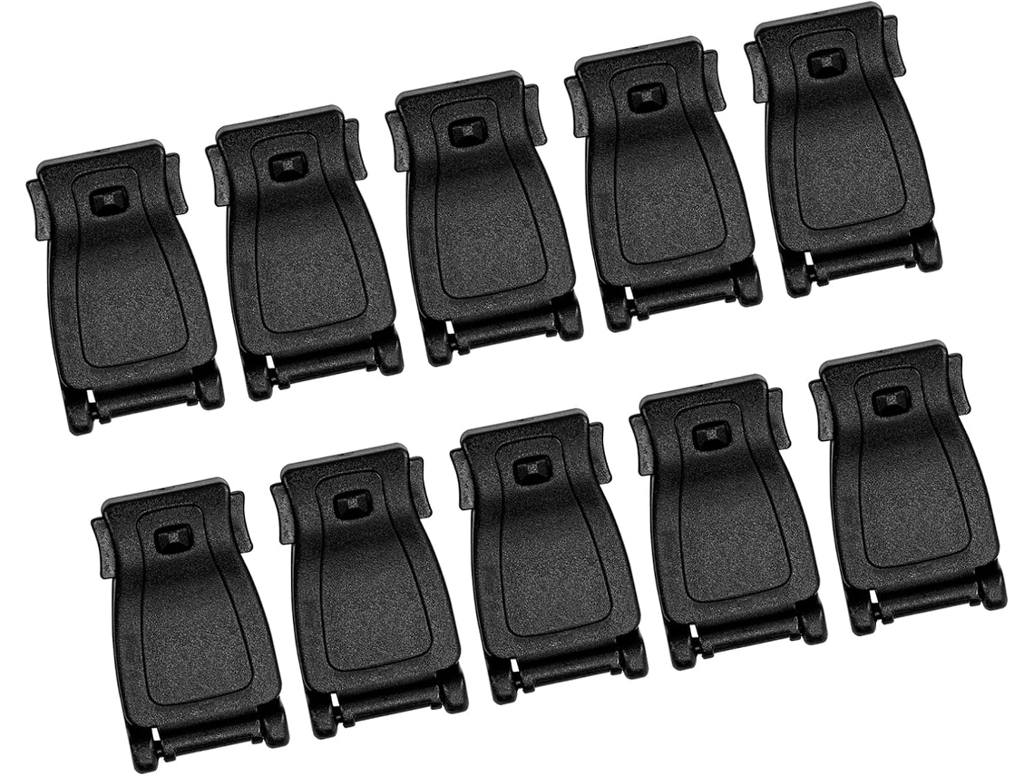 Conjunto de 10 mosquetões para mochila, fáceis de usar, com encaixe rápido perfeito, tamanho compacto e botão de fácil manuseio.