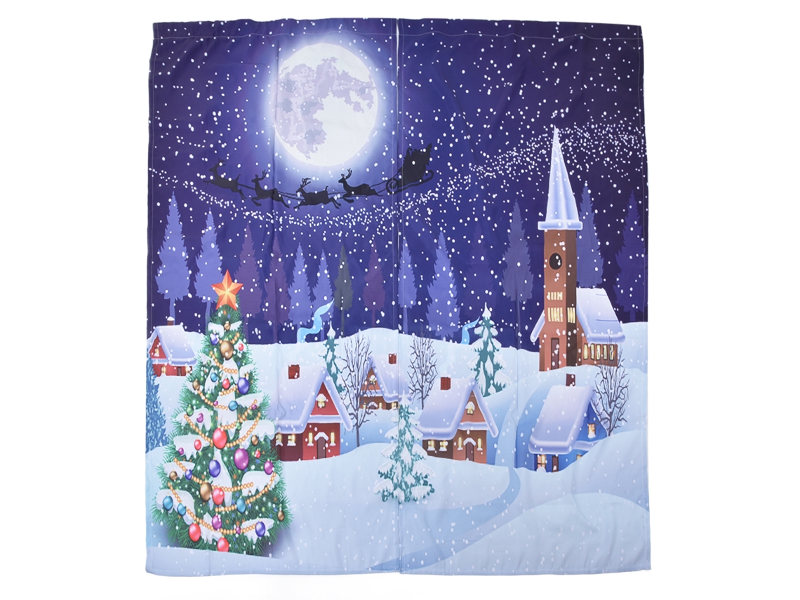 Cortinas de Natal com design clássico, tema de inverno para quartos e salas 170x200cm LAXISCREED