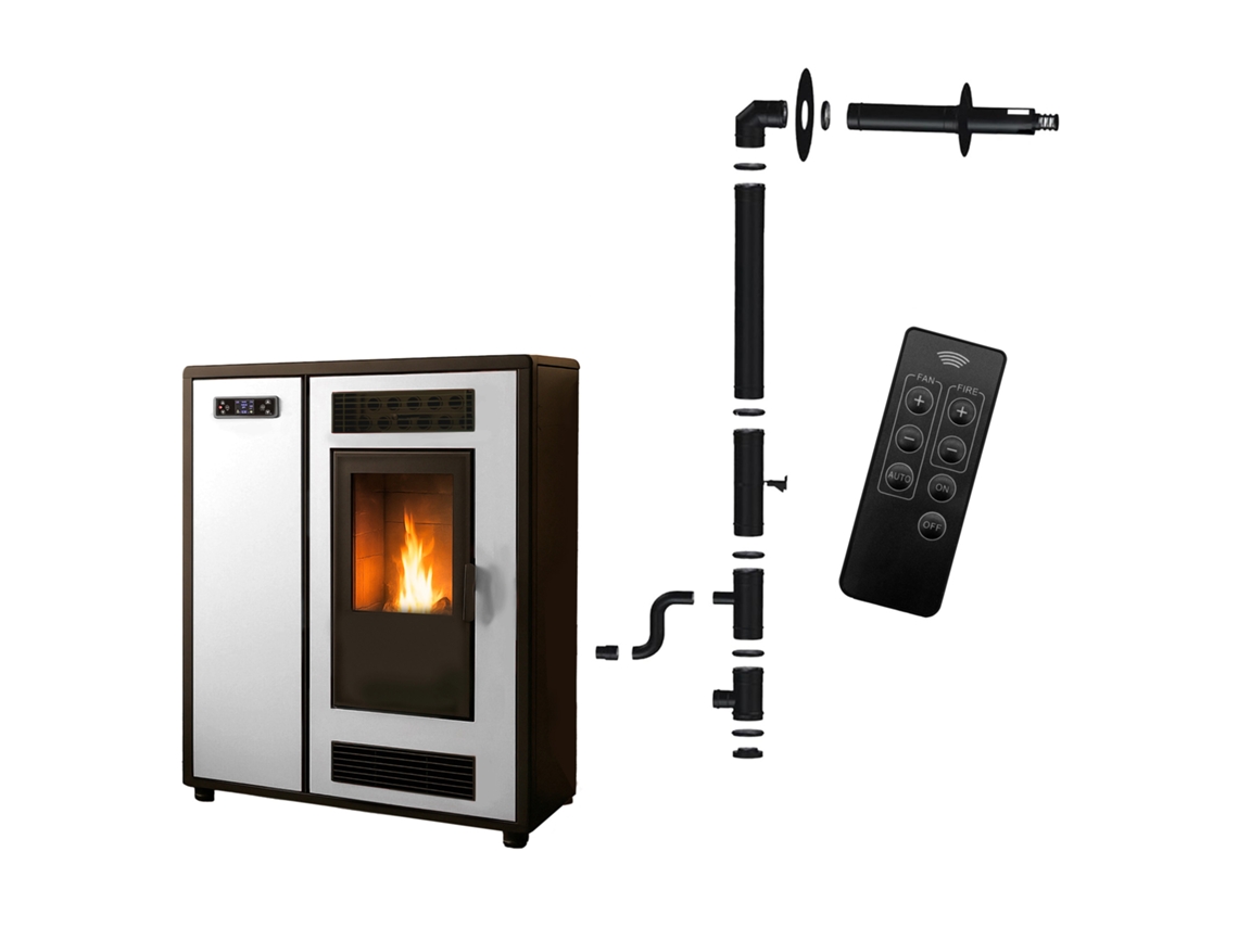 Salamandra a pellets SANNOVER 12,2kw, com kit de instalação, branca