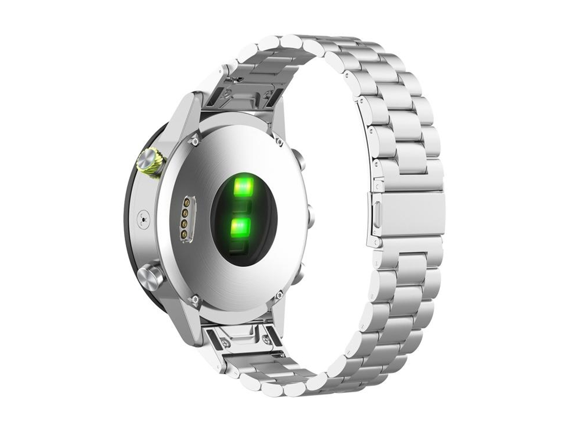 Bracelete para Garmin Liga de Titânio com fivela plana e três esferas prateada (20mm)