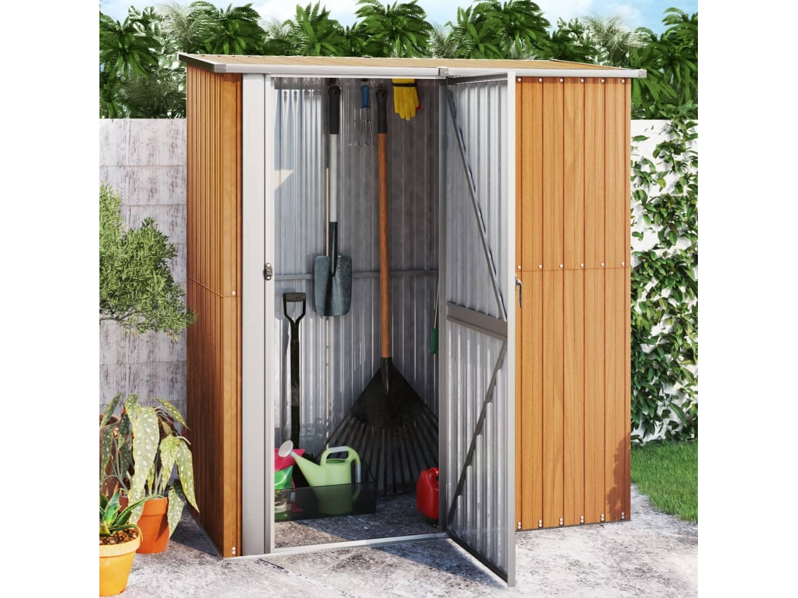 Vidaxl Abrigo De Jardim 180,5x97x209,5 Cm Aço Galvanizado Com Efeito Madeira