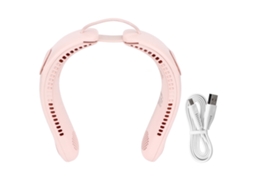 Ventilador de Pescoço Usb Recarregável Rosa 3 Velocidades