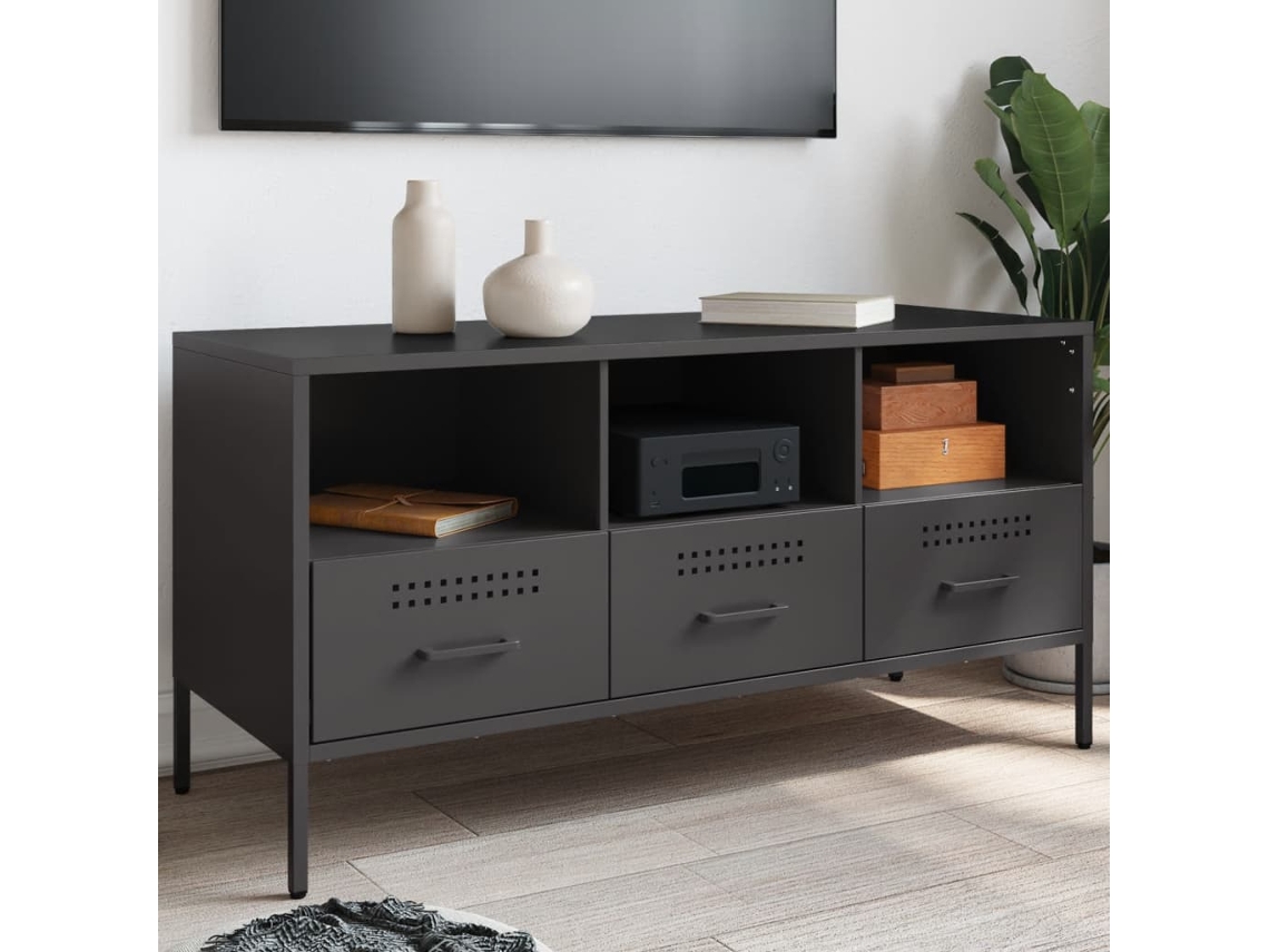 Vidaxl Móvel De Tv 100,5x39x50,5 Cm Aço Preto