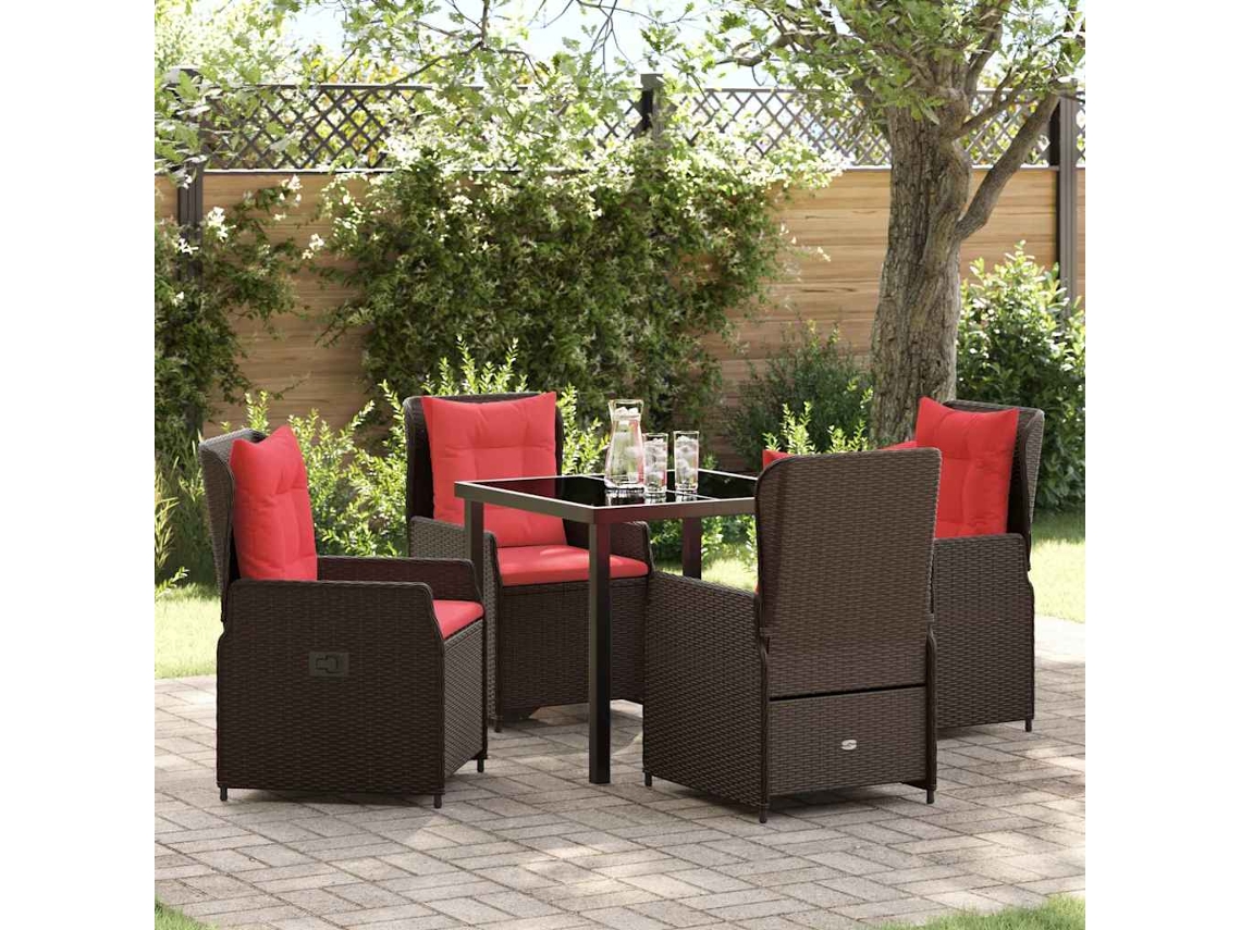 Vidaxl Conjunto De Jantar Para Jardim 5 Unid. Castanho