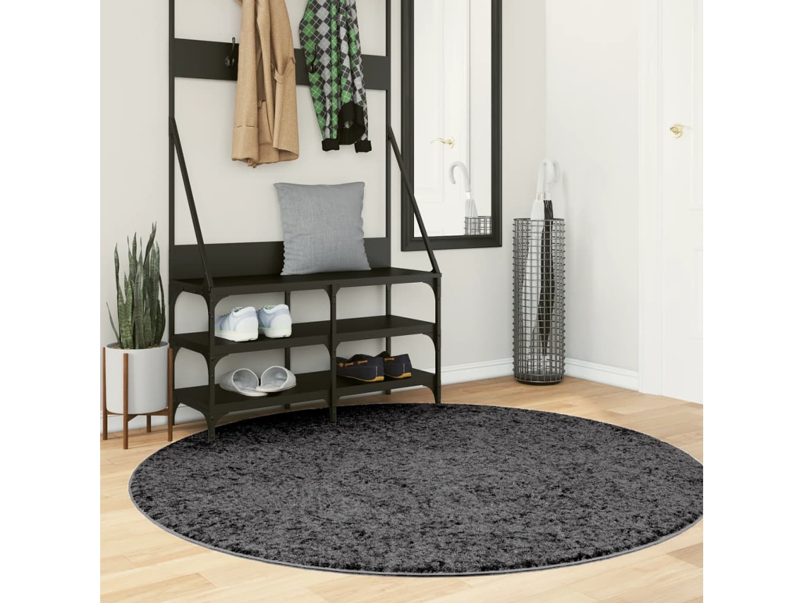 Vidaxl Tapete De Pelo Curto Oviedo Ø 160 Cm Antracite