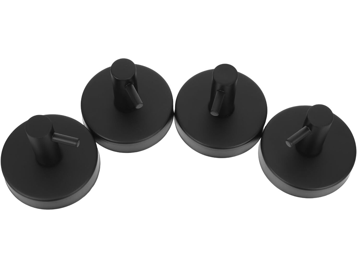 Conjunto De 4 Ganchos Sucção Para Chuveiro Banheiro, Sem Necessidade De Furar, Em Aço Inoxidável Preto