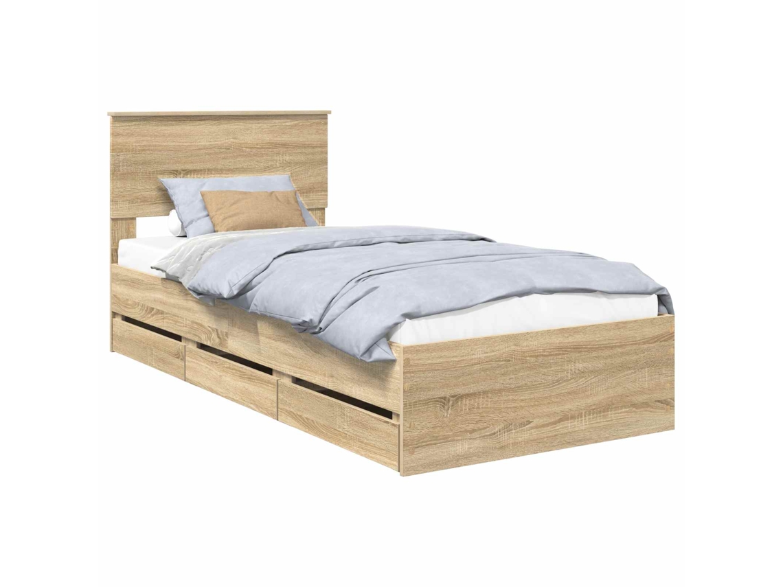 Conjunto 1 Cama Moderna Vidaxl Castanho Derivados De Madeira (75 X 190 Cm)