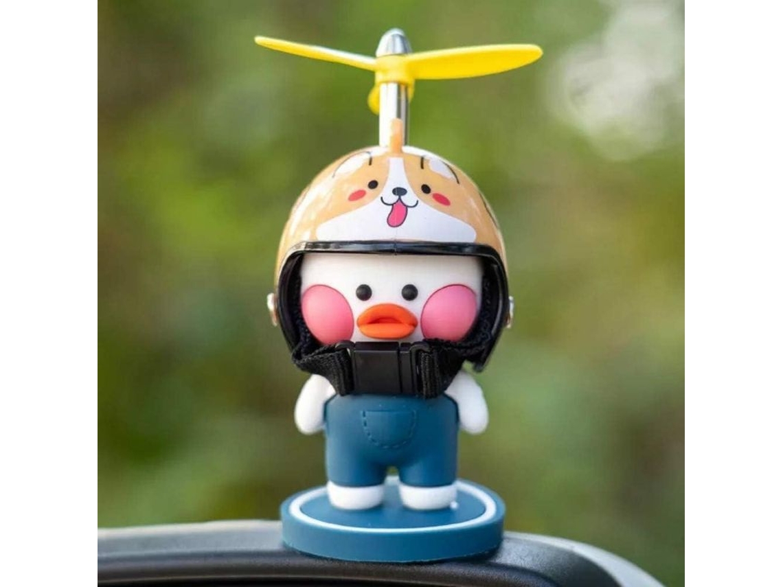 Adorno De Pato Com Hélice E Capacete Para Painel E Espelho Retrovisor De Carro