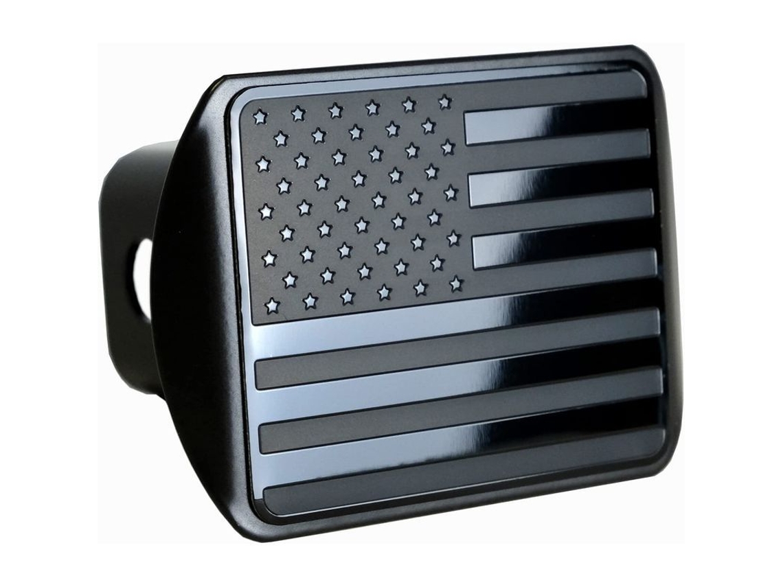 Capinha de Engate de Reboque em Metal com Bandeira Americana 3d para Engate de 2 Polegadas Preta