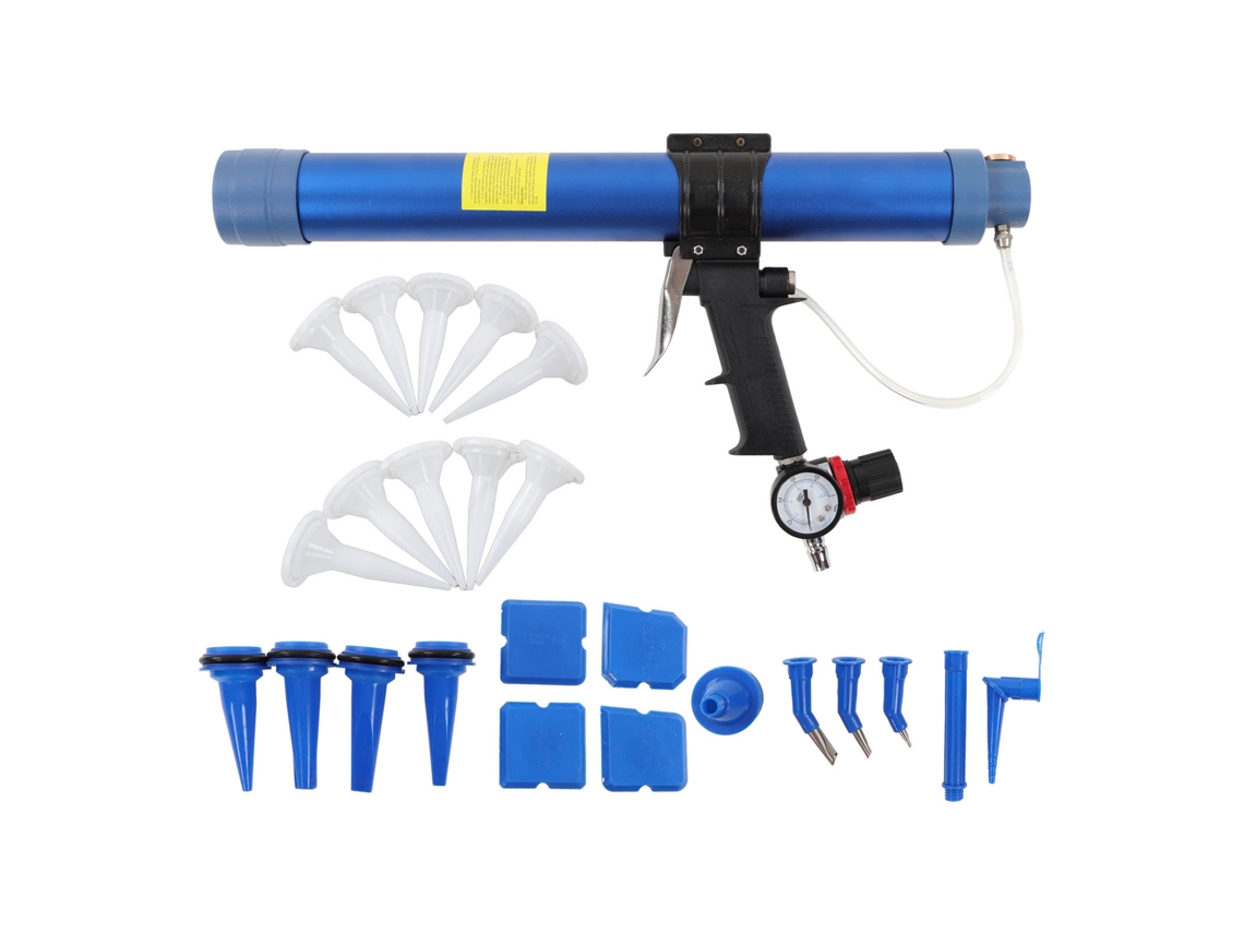 Pistola de Cola Pneumática para Vidro 600ml com Pressão Ajustável e Manômetro 1/4" S/MARCA