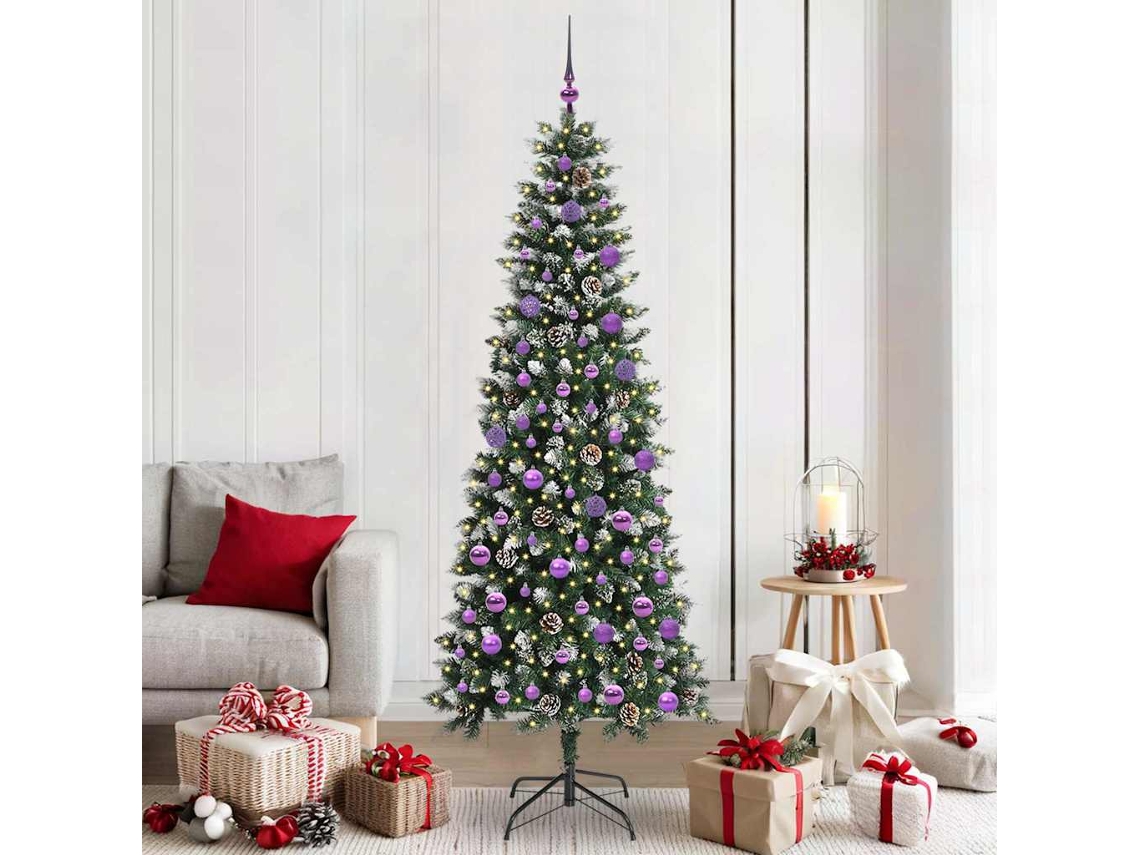 Vidaxl Árvore De Natal Artificial Verde 210 Cm Pvc, Plástico E Aço