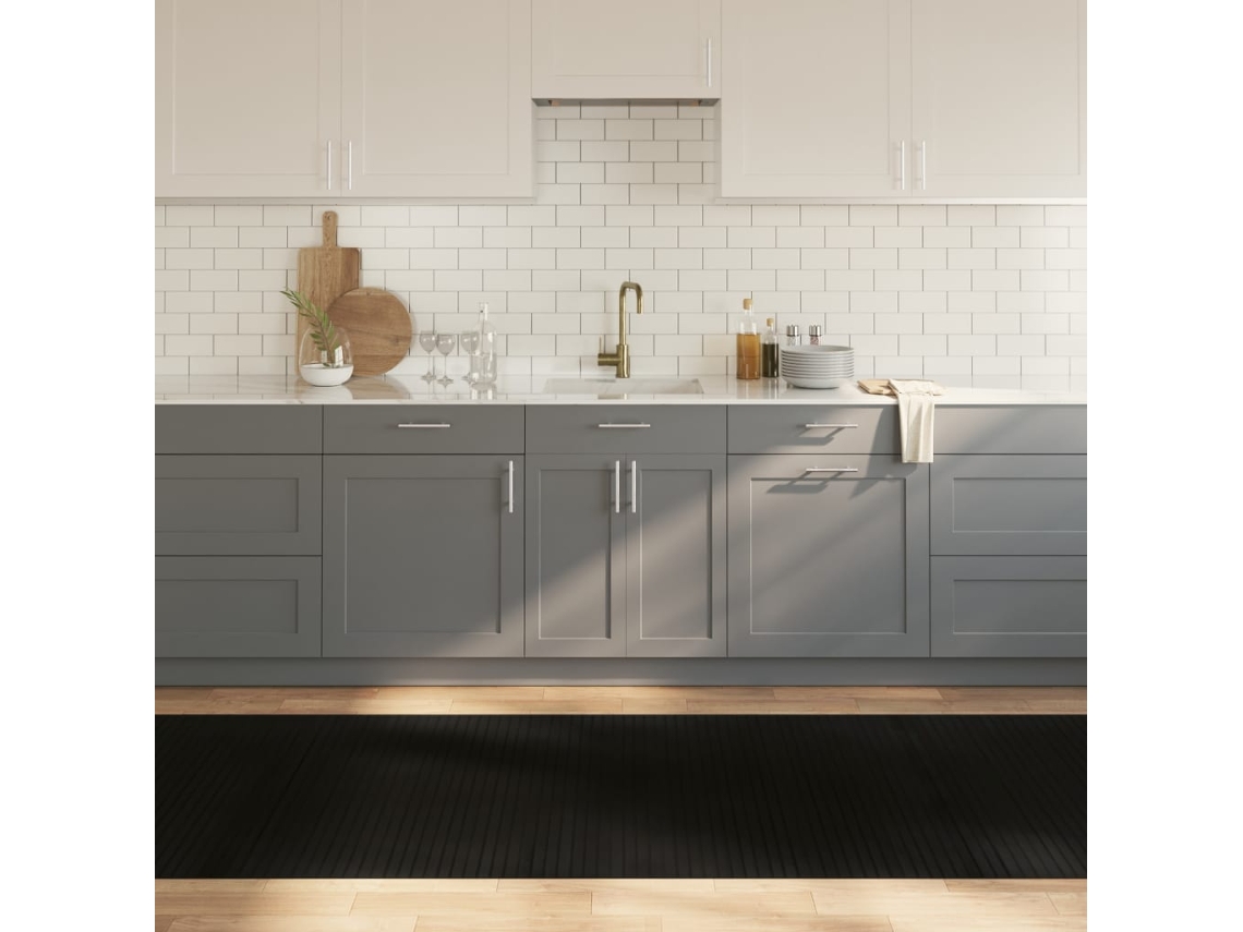 Vidaxl Tapete Retangular 100x300 Cm Bambu Preto