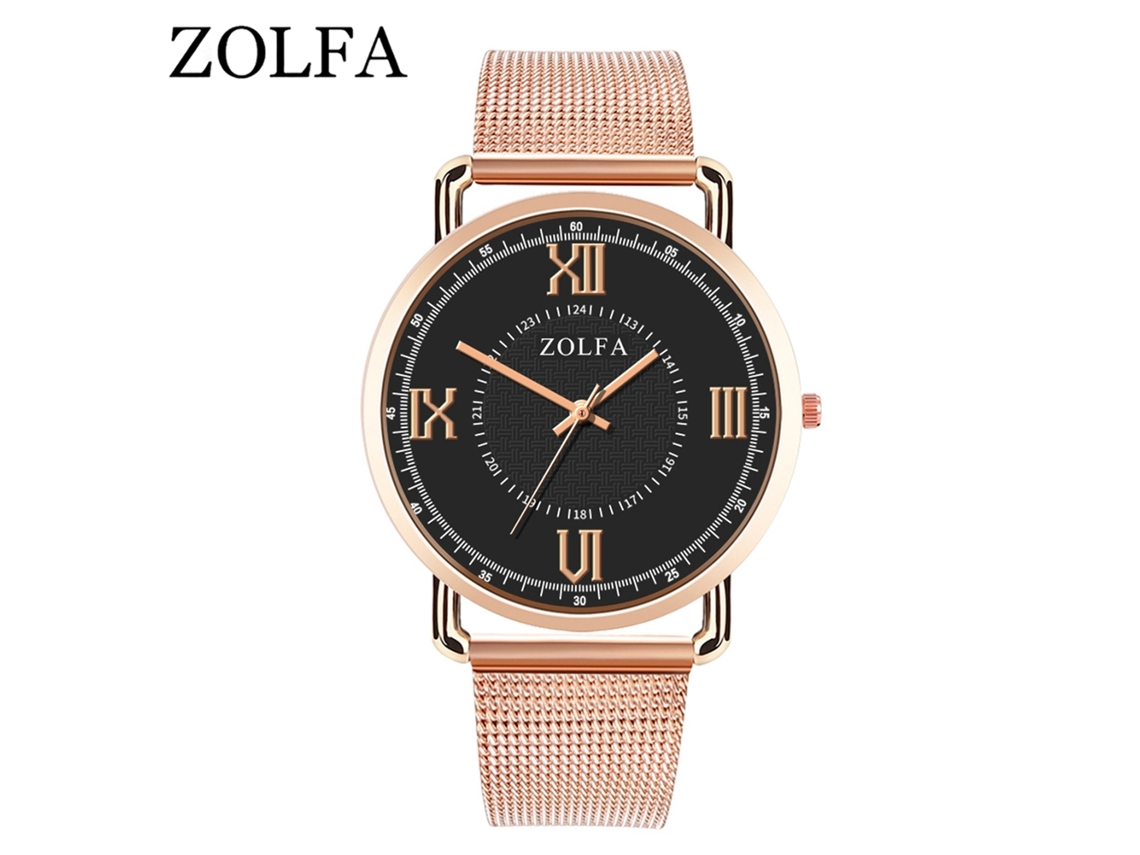 Relógio masculino de quartzo com mostrador redondo, elegante relógio de pulso casual, ouro rosa.