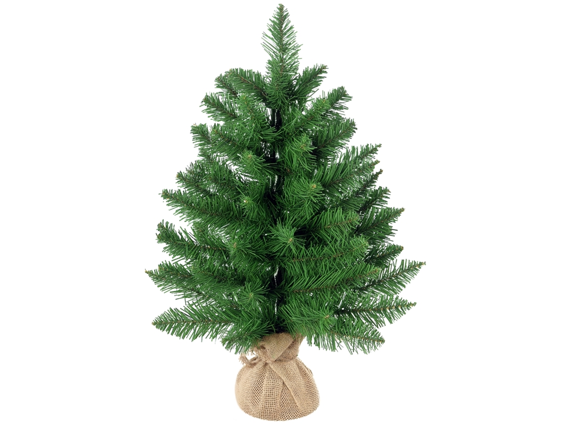 Mini Árvore De Natal De 55 Cm Com 50 Galhos Grossos E Agulhas Realistas De Pvc, Base De Cimento E Juta.