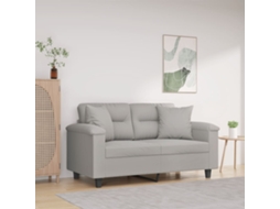 Vidaxl Sofá 2 Lugares C/ Almofadas 120 Cm Microfibra Cinzento-claro