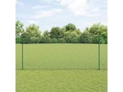 Vidaxl Cerca De Arame Soldado Com Postes 25 X 1,4 M Verde Malha