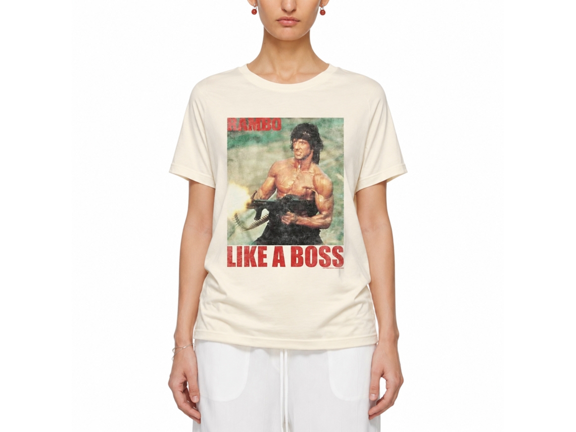 Rockinstone Rambo Movie Boss Rambo Movie Solid Natural Adult T-shirt Size:xl